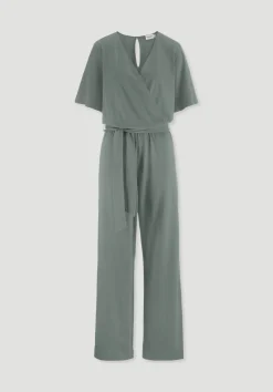 hessnatur Jersey Overall Relaxed aus reiner Bio-Baumwolle von mattgrün Hot