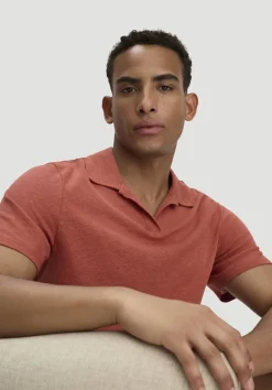 hessnatur Jersey Polo Relaxed aus Leinen und Bio-Baumwolle von terrakotta