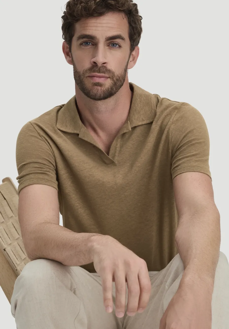 hessnatur Jersey Polo Relaxed aus Leinen und Bio-Baumwolle von camel