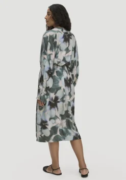 hessnatur Kimono Kleid Wickeloptik Midi aus LENZING™ ECOVERO™ von marine Online