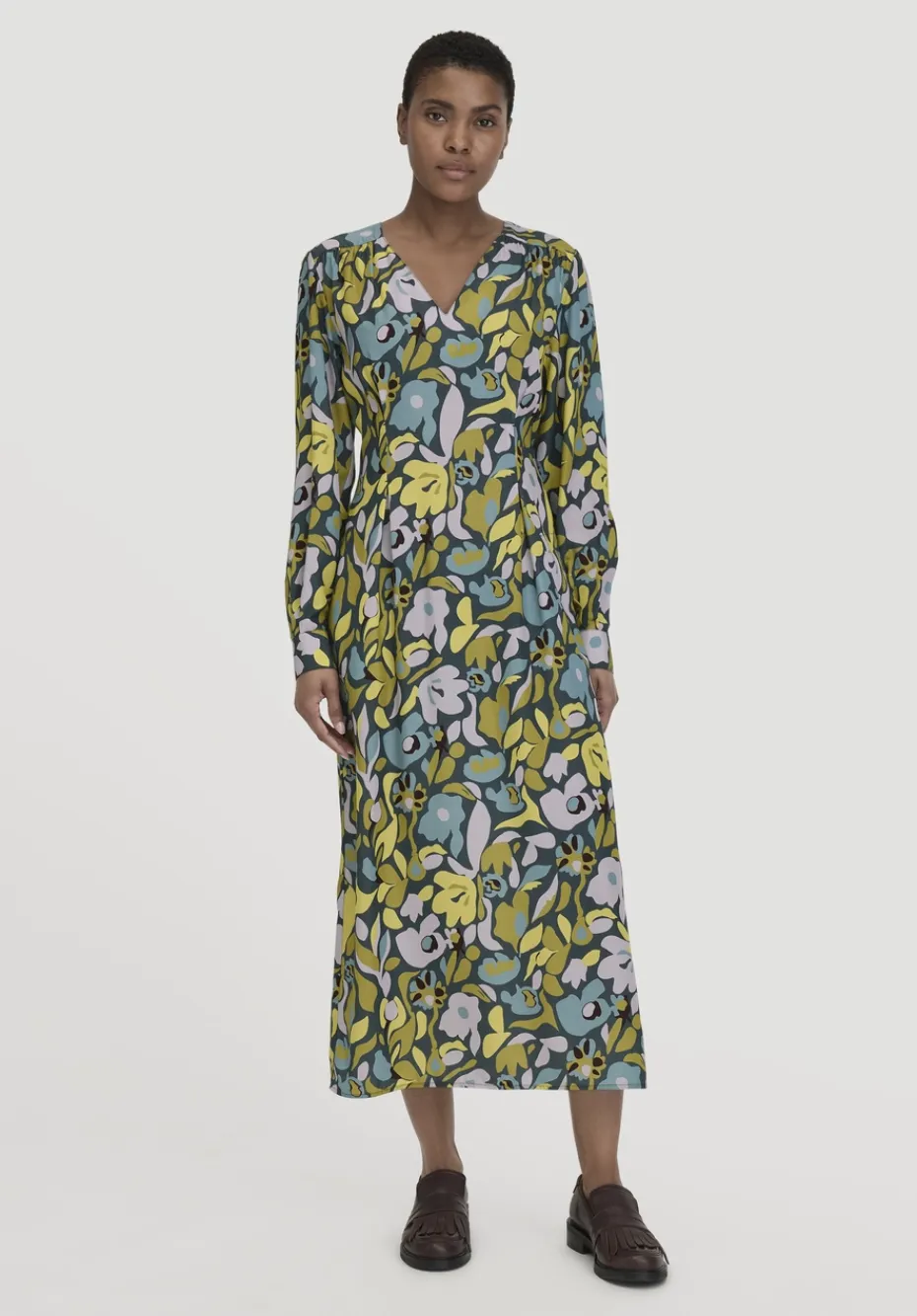 hessnatur Kleid Knöchellang Regular aus LENZING™ ECOVERO™ Satin von dunkles petrol Discount