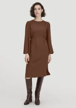 hessnatur Kleid Kniebedeckend aus reinem TENCEL™ Lyocell von dunkles rost Hot