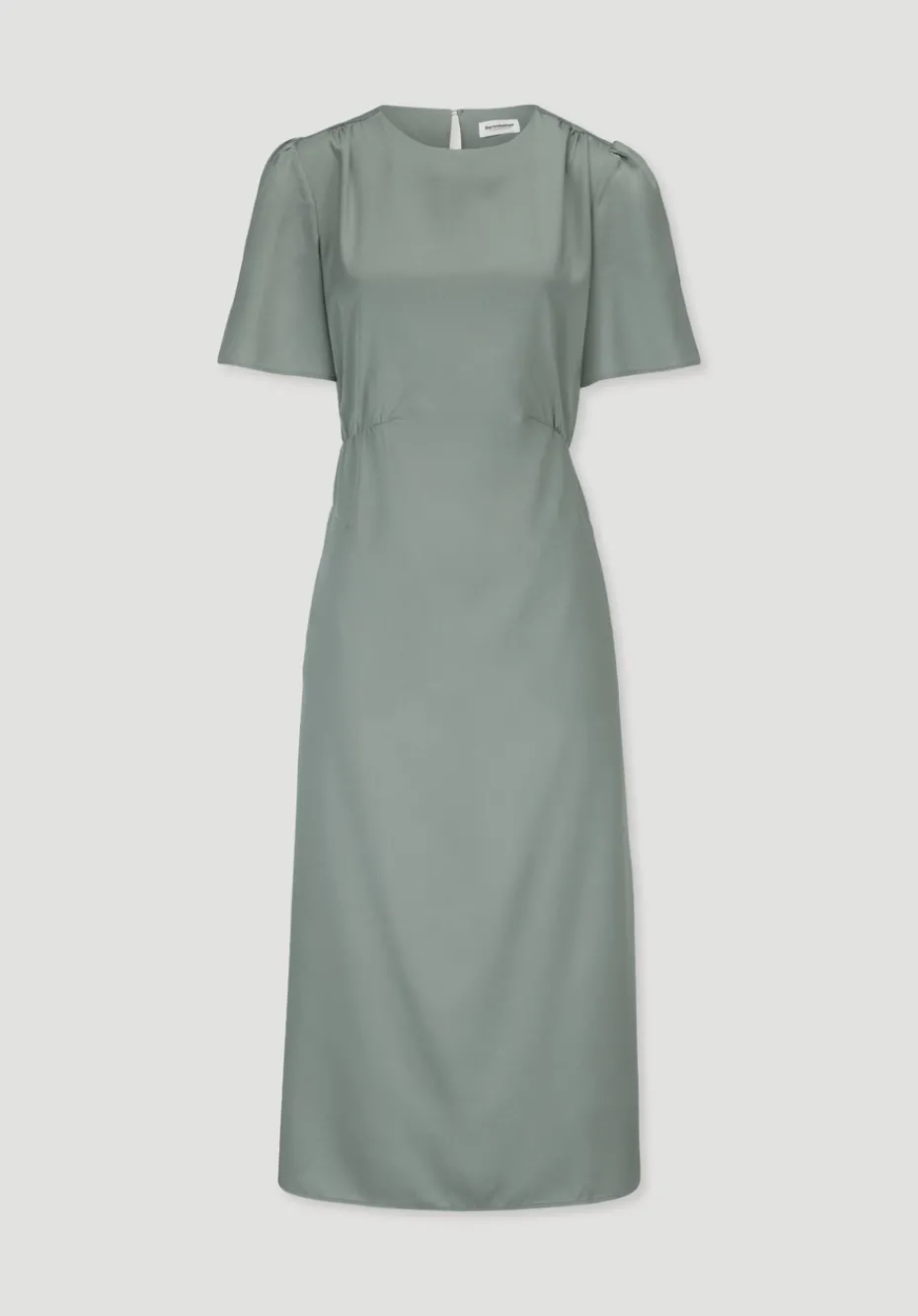 hessnatur Kleid mit Raffung Midi aus reinem SaXcell®Lyocell von mattgrün Sale