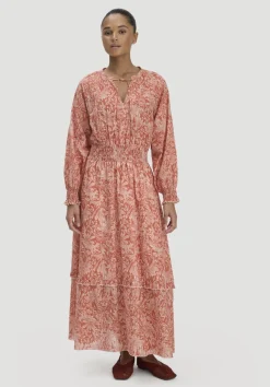 hessnatur Kleid mit Taillierung Maxi aus reiner Bio-Baumwolle von pfirsichrot Sale