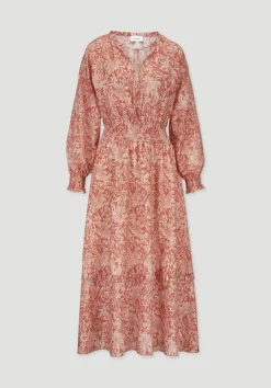 hessnatur Kleid mit Taillierung Maxi aus reiner Bio-Baumwolle von pfirsichrot Sale