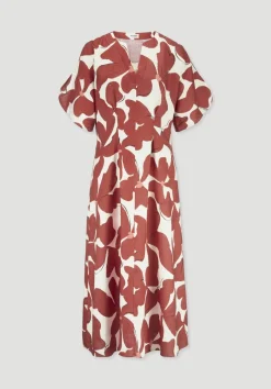 hessnatur Kleid mit Taillierung Midi aus reinem Leinen von terrakotta Clearance