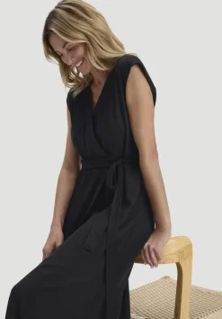 hessnatur Kleid mit Wickeloptik Midi aus LENZING™ ECOVERO™ von schwarz Outlet