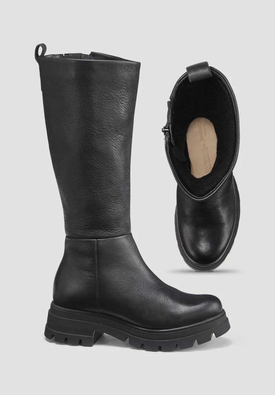 hessnatur Langschaft-Stiefel aus chromfrei gegerbtem Leder von schwarz Best