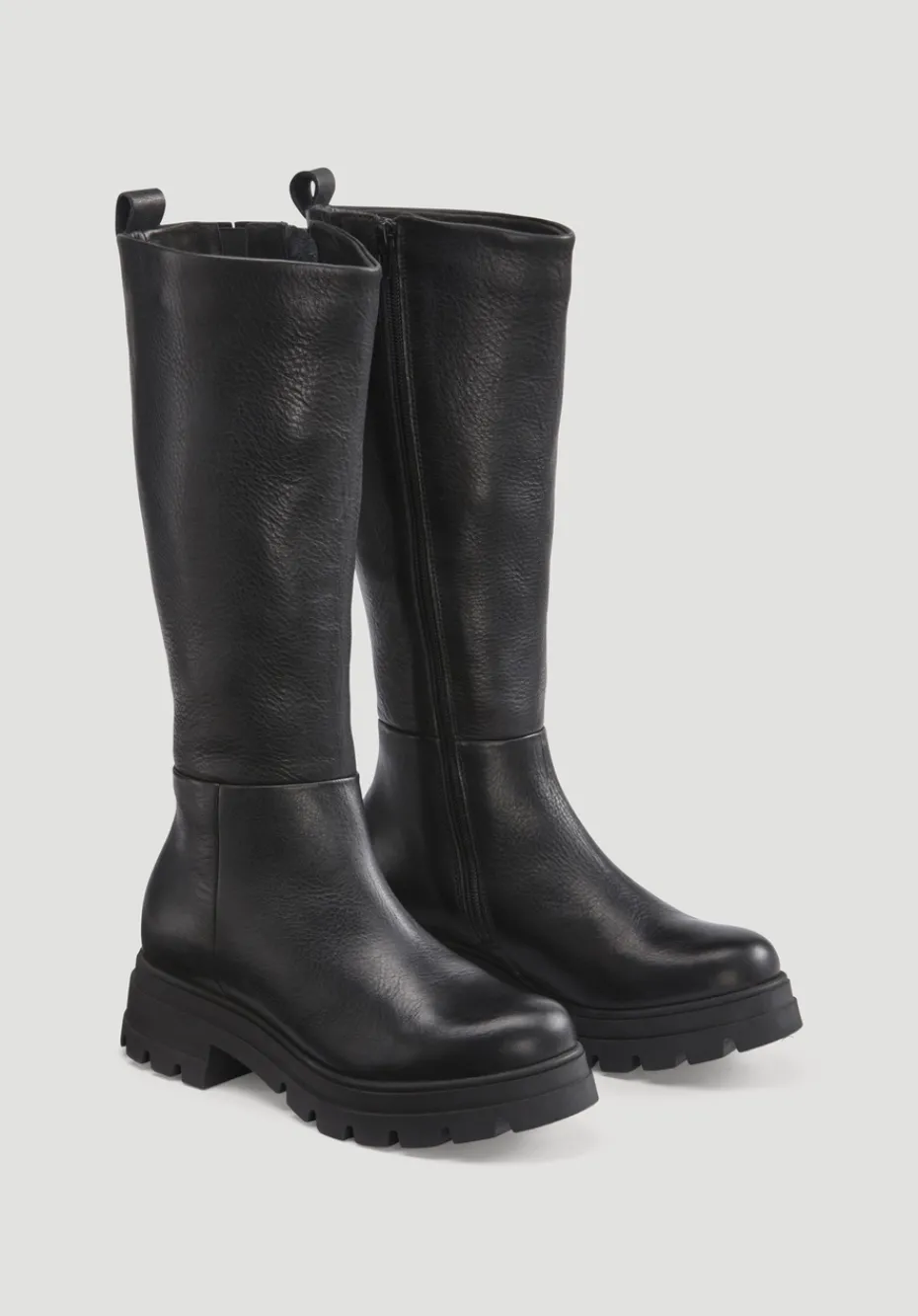 hessnatur Langschaft-Stiefel aus chromfrei gegerbtem Leder von schwarz Best