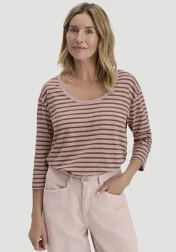 hessnatur Light Slub Streifen Longsleeve Relaxed aus reiner Bio-Baumwolle von rosé New
