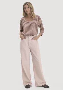 hessnatur Light Slub Streifen Longsleeve Relaxed aus reiner Bio-Baumwolle von rosé New