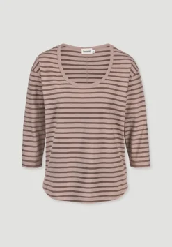hessnatur Light Slub Streifen Longsleeve Relaxed aus reiner Bio-Baumwolle von rosé New