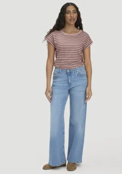 hessnatur Light Slub Streifen T-Shirt Relaxed aus reiner Bio-Baumwolle von rosé Clearance