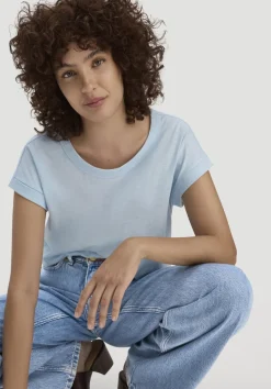 hessnatur Light Slub T-Shirt Relaxed aus reiner Bio-Baumwolle von perlblau