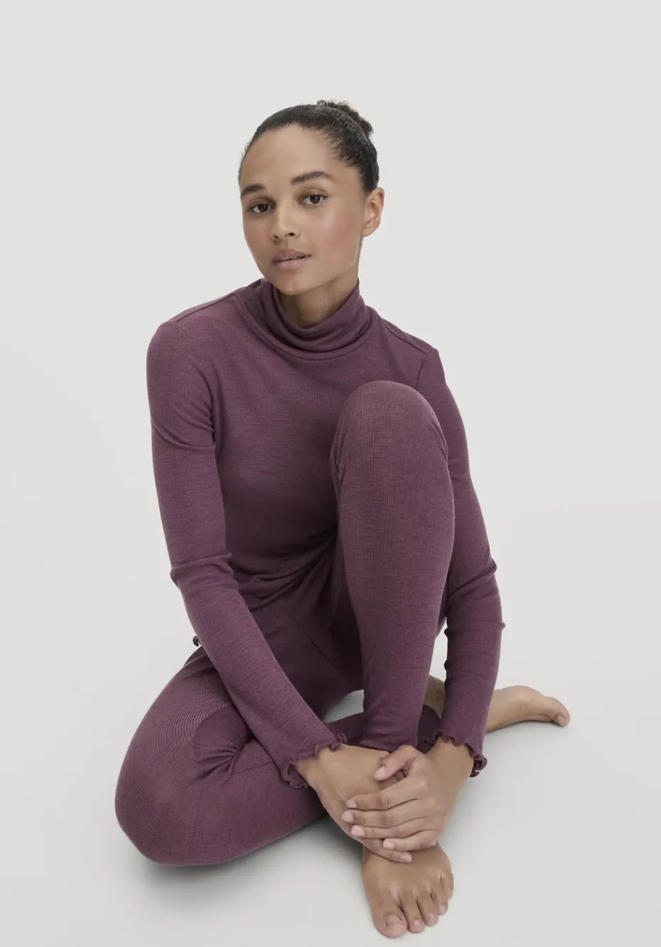 hessnatur Longsleeve mit Rollkragen WARM TOUCH aus Bio-Merinowolle und TENCEL™ Lyocell von brombeere Best