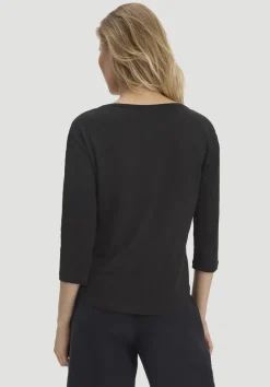 hessnatur Longsleeve Relaxed aus Leinen mit reiner Bio-Baumwolle von schwarz Clearance