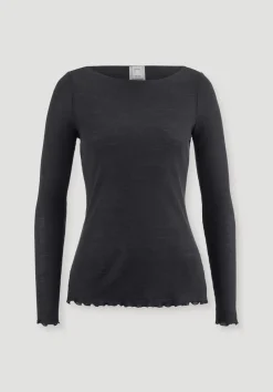 hessnatur Longsleeve WARM TOUCH aus Bio-Merinowolle und TENCEL™ Lyocell von schwarz Best