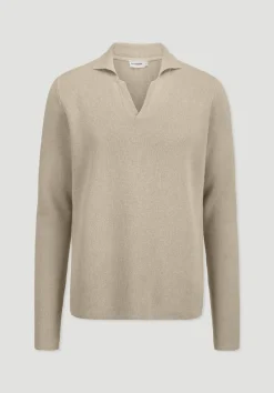 hessnatur Milano Strick Polo Regular aus Leinen mit Bio-Baumwolle und LENZING™ ECOVERO™ Viskose von taupe Clearance