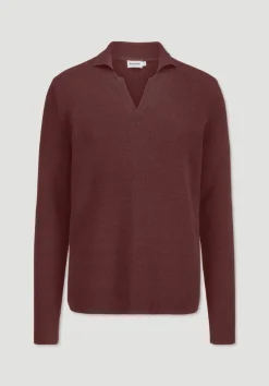hessnatur Milano Strick Polo Regular aus Leinen mit Bio-Baumwolle und LENZING™ ECOVERO™ Viskose von mahagoni Sale
