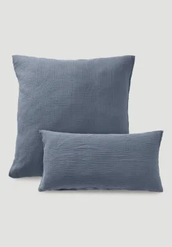 hessnatur Musselin Kissenbezug aus reiner Bio-Baumwolle von stahlblau Hot