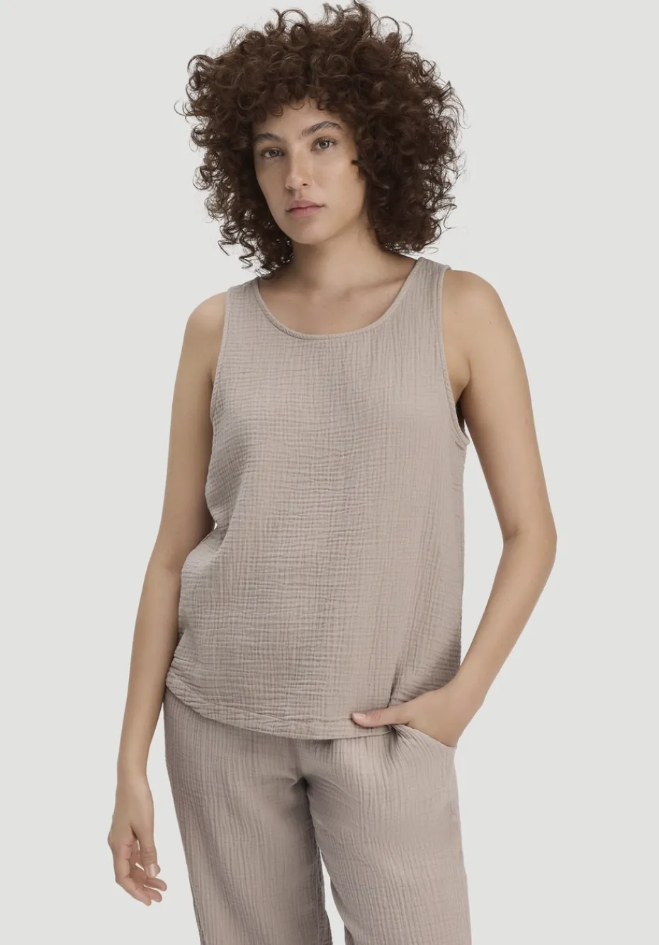 hessnatur Musselin Top PURE COMFORT aus reiner Bio-Baumwolle von mandelbraun Hot