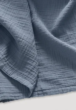 hessnatur Musselin-Decke aus reiner Bio-Baumwolle von stahlblau Clearance