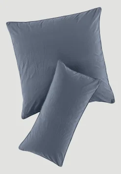 hessnatur Perkal Kissenbezug aus reiner Bio-Baumwolle von stahlblau Sale