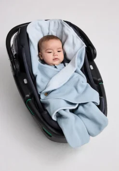 hessnatur Piqué Einschlagdecke aus reiner Bio-Baumwolle von helles jeansblau Discount