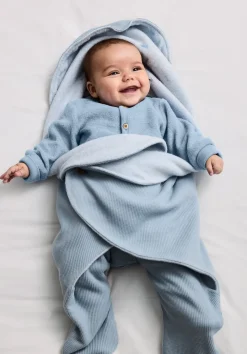 hessnatur Piqué Einschlagdecke aus reiner Bio-Baumwolle von helles jeansblau Discount