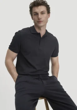 hessnatur Piqué Polo Regular aus reiner Bio-Baumwolle von schwarz New