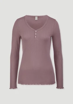 hessnatur Pointelle Henley Schlafshirt PURE COTTON aus reiner Bio-Baumwolle von altrosa Outlet