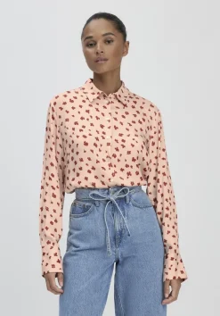 hessnatur Print Bluse Relaxed aus reiner LENZING™ ECOVERO™ Viskose von pfirsichrot Hot