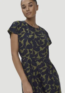 hessnatur Print Jersey Kleid Knöchellang Relaxed aus reiner Bio-Baumwolle von oliv Best