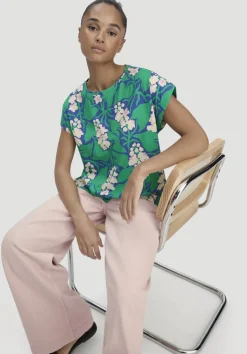 hessnatur Print T-Shirt Oversize LIV LEE aus reiner Bio-Baumwolle von seegrün