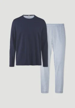 hessnatur Pyjama PURE COTTON aus reiner Bio-Baumwolle von helles jeansblau Discount