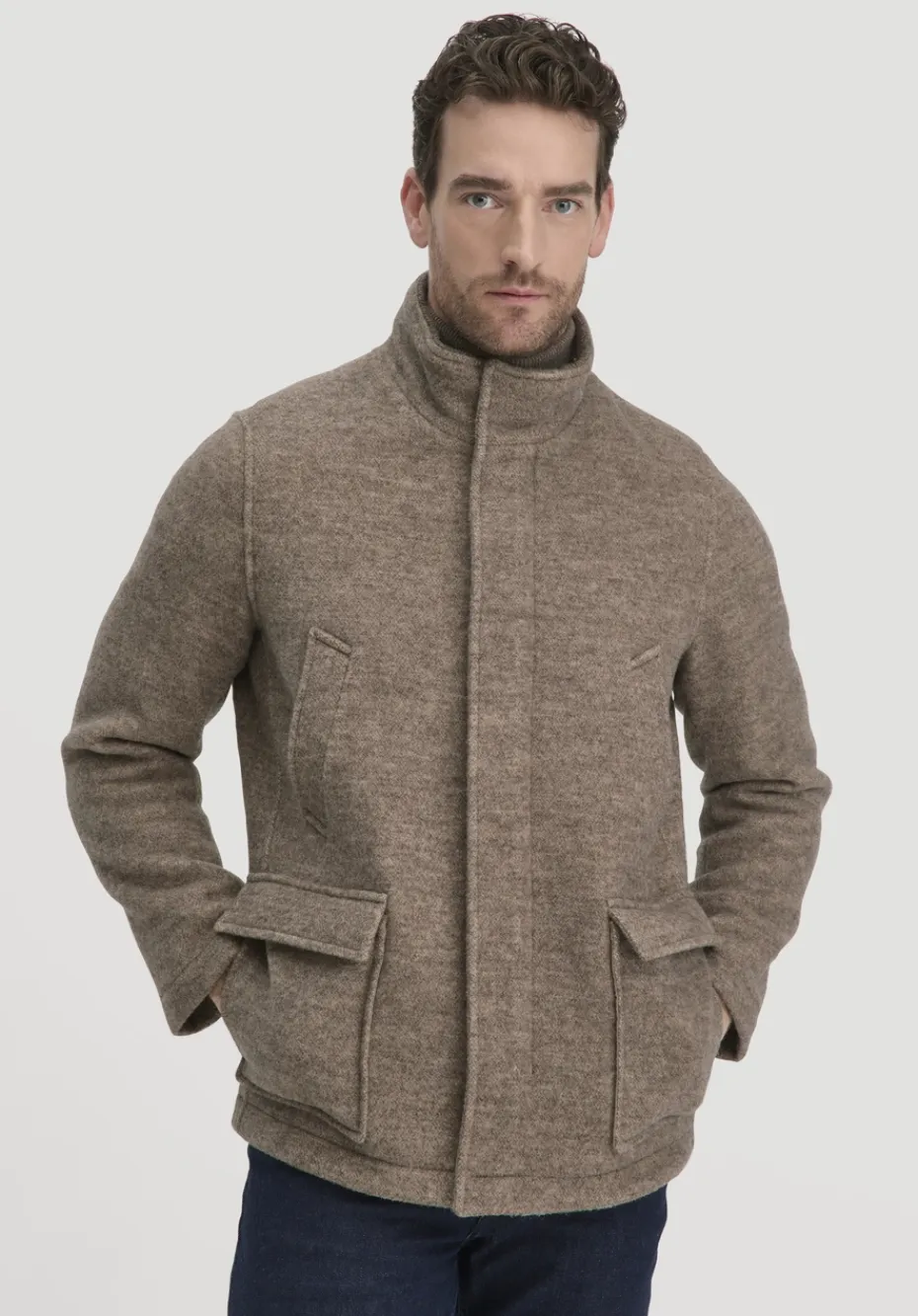 hessnatur Rhön Jacke Regular aus regionaler Schurwolle von naturbeige Discount