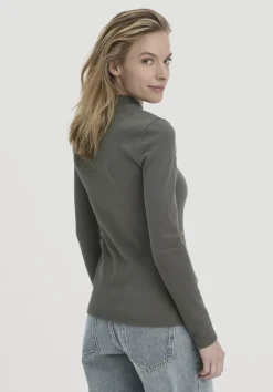 hessnatur Rib Longsleeve Slim aus Bio-Baumwolle von tannengrün Hot