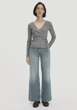 hessnatur Rib Longsleeve Slim aus Bio-Baumwolle von grau New