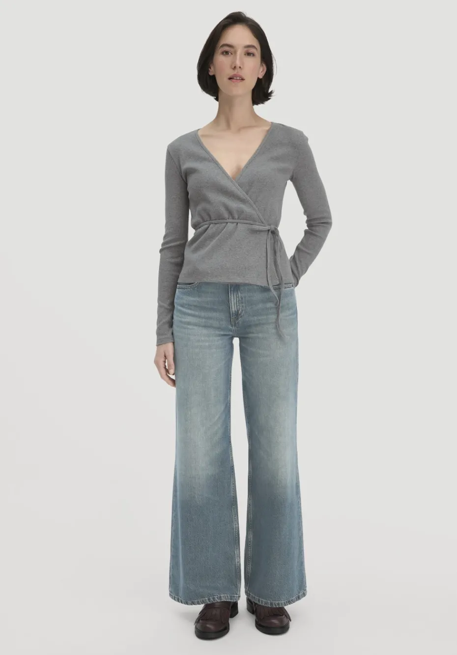 hessnatur Rib Longsleeve Slim aus Bio-Baumwolle von grau New