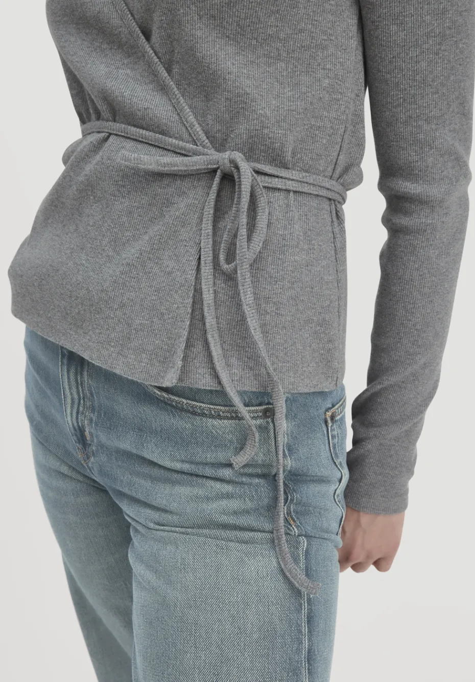 hessnatur Rib Longsleeve Slim aus Bio-Baumwolle von grau New