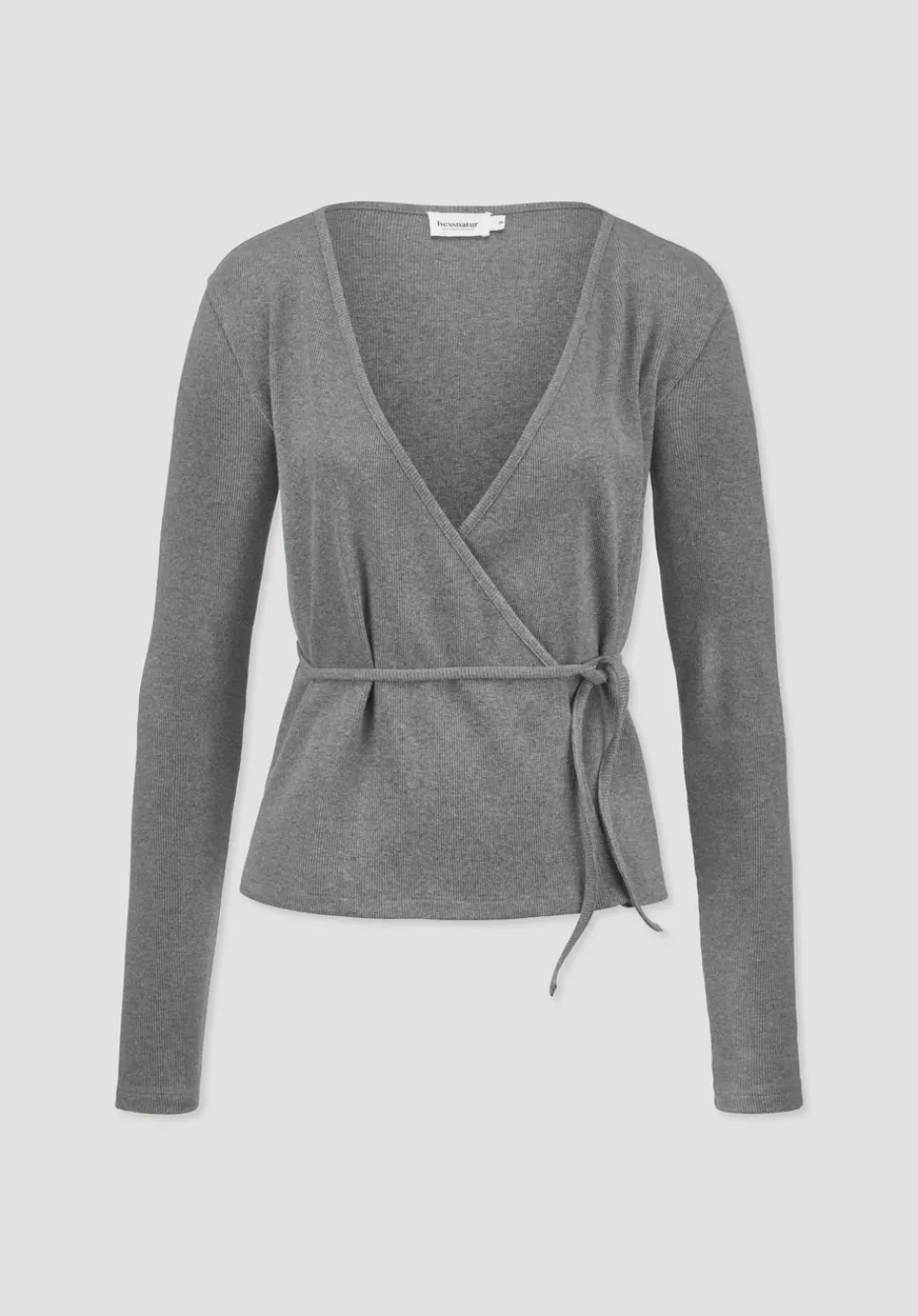 hessnatur Rib Longsleeve Slim aus Bio-Baumwolle von grau New