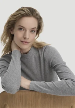 hessnatur Rib Longsleeve Slim aus Bio-Baumwolle von grau Sale