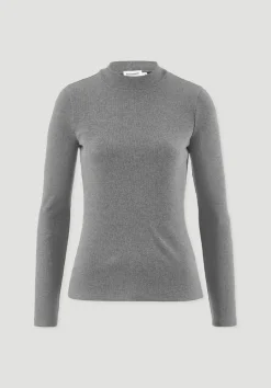 hessnatur Rib Longsleeve Slim aus Bio-Baumwolle von grau Sale