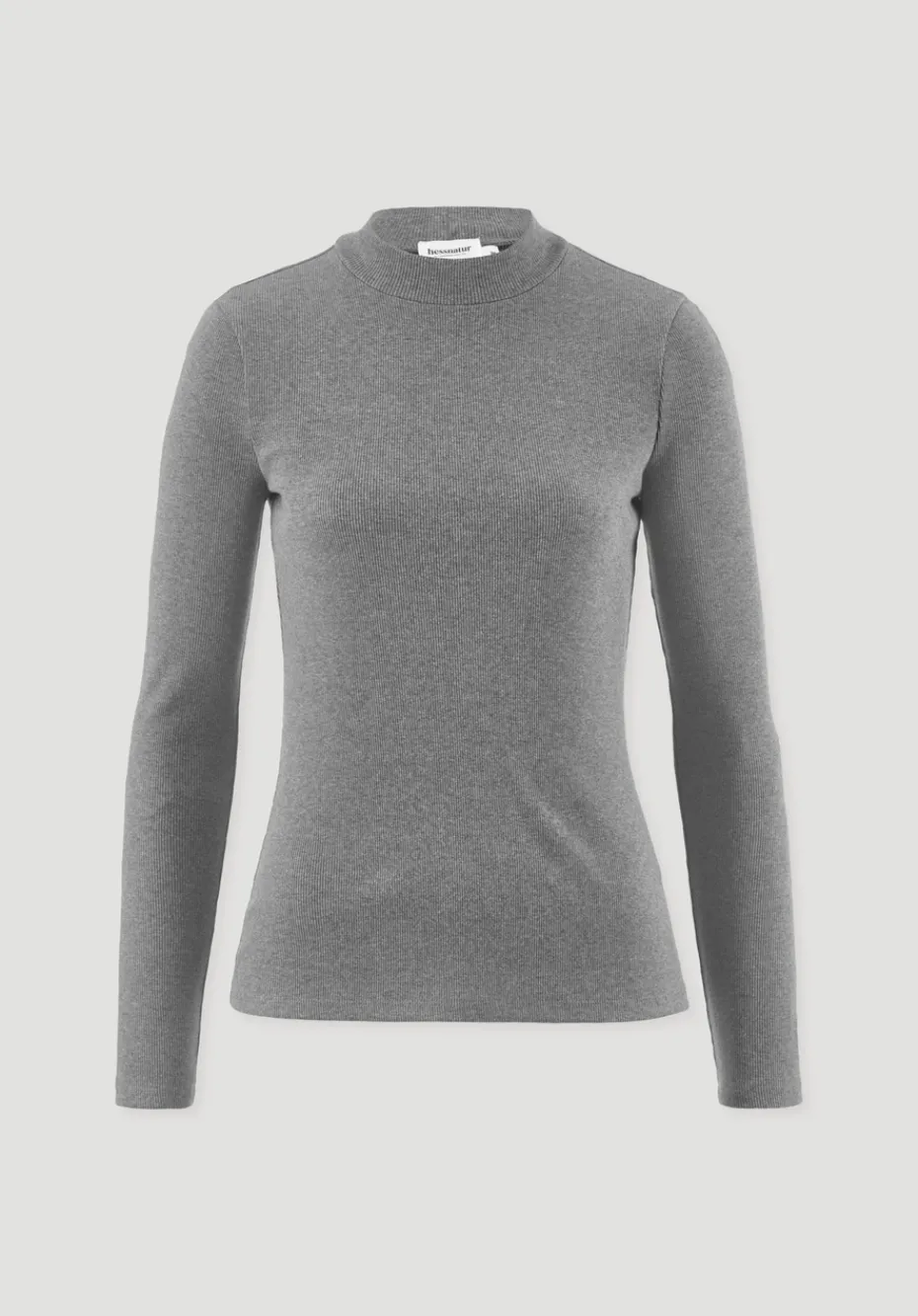 hessnatur Rib Longsleeve Slim aus Bio-Baumwolle von grau Sale