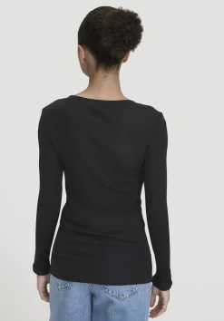 hessnatur Rib Shirt Slim aus Bio-Merinowolle und TENCEL™ Lyocell von schwarz Outlet