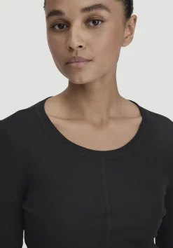 hessnatur Rib Shirt Slim aus Bio-Merinowolle und TENCEL™ Lyocell von schwarz Outlet