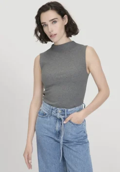 hessnatur Rib Top Slim aus Bio-Baumwolle von grau Clearance