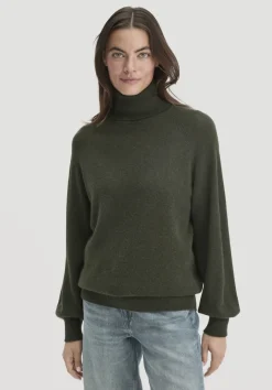 hessnatur Rollkragen Pullover Relaxed BETTER RECYCLING aus reinem Cashmere von tannengrün Hot