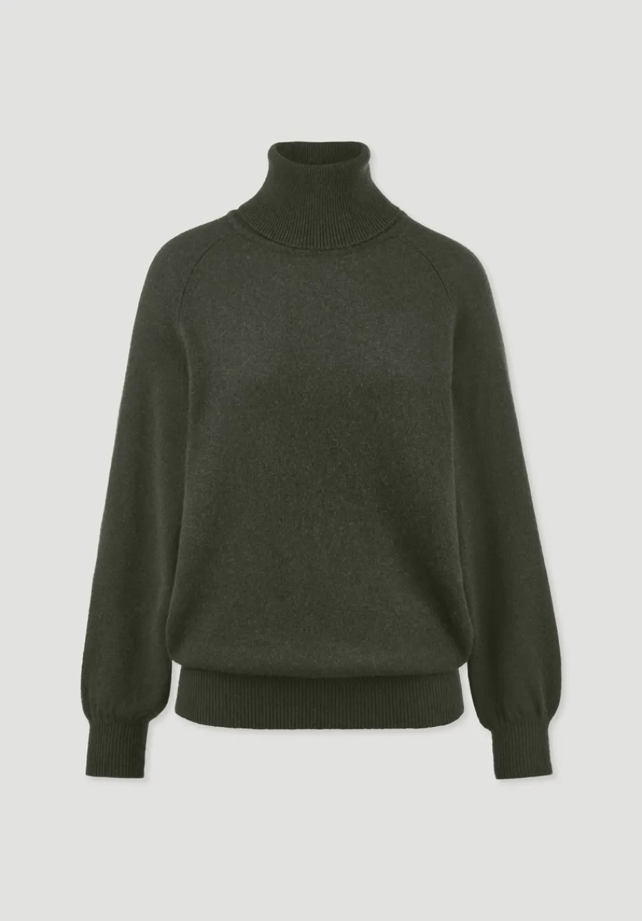 hessnatur Rollkragen Pullover Relaxed BETTER RECYCLING aus reinem Cashmere von tannengrün Hot