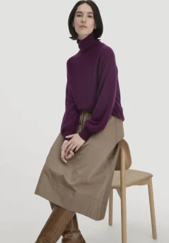 hessnatur Rollkragen Pullover Relaxed BETTER RECYCLING aus reinem Cashmere von dunkles purpur Discount